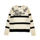 ERMANO SCERVINO WHITE/BLACK STRIPE FLOWER KNIT SWEATER