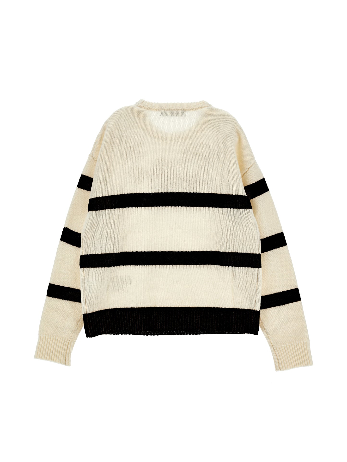 ERMANO SCERVINO WHITE/BLACK STRIPE FLOWER KNIT SWEATER