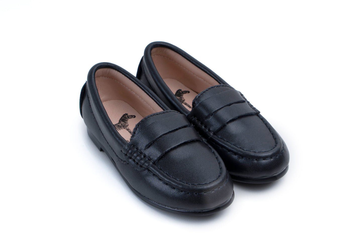 ZEEBRA BLACK LEATHER PENNY LOAFER