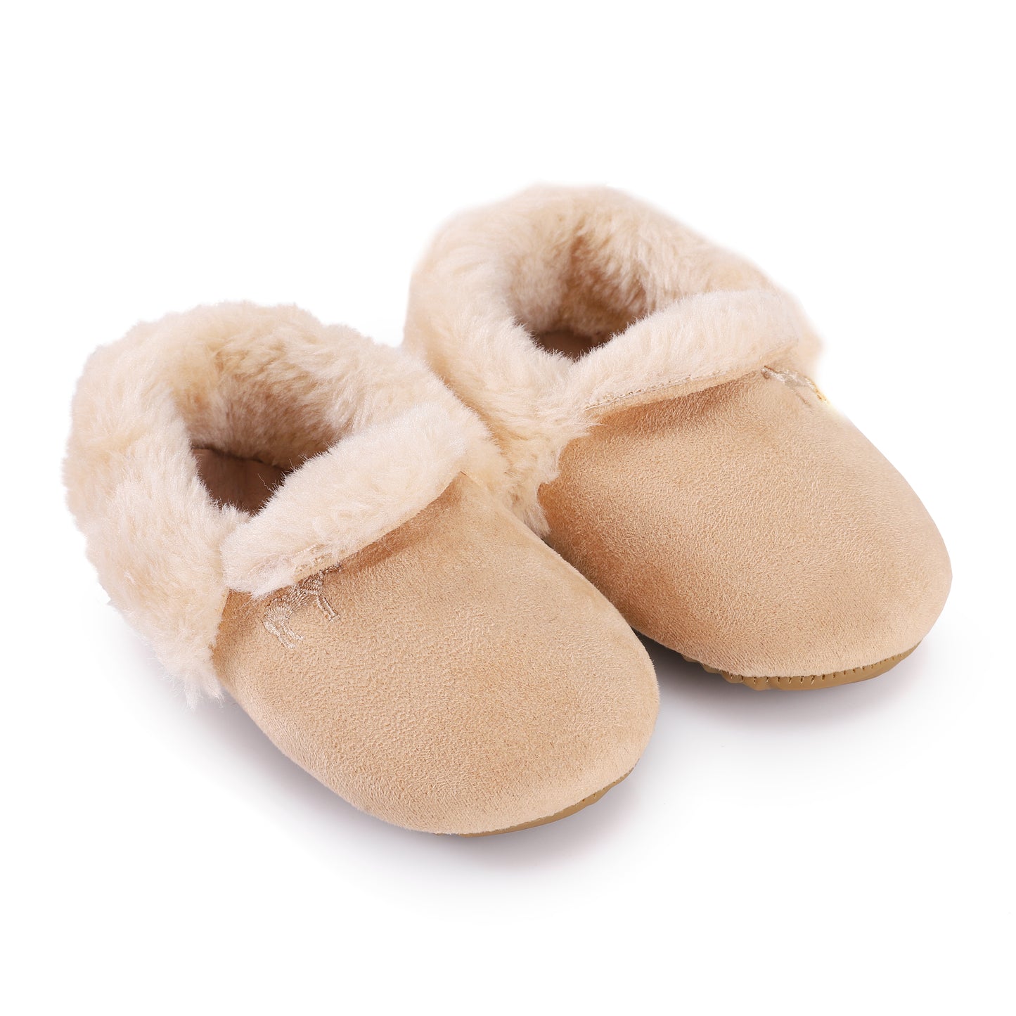 ZEEBRA TAN FUR LINED SOFT SOLE SLIPPERS