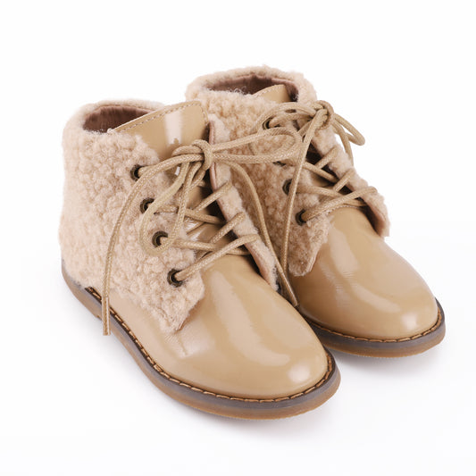 ZEEBRA OAT SHERPA LACE UP BOOTIE