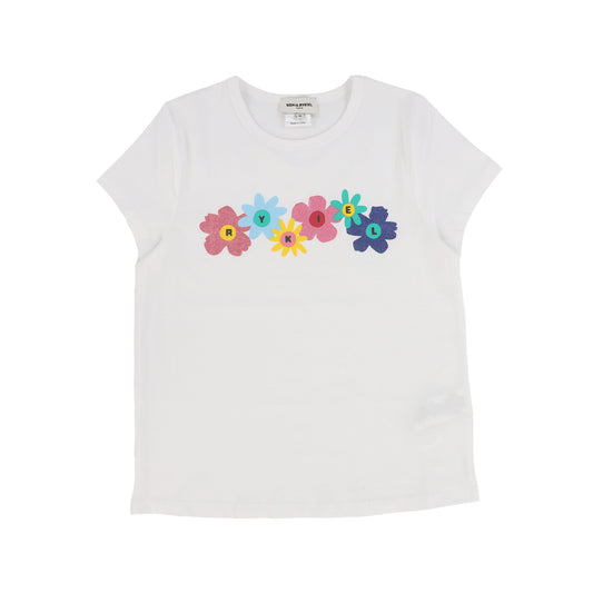 SONIA RYKIEL WHITE FLORAL DESIGN TEE