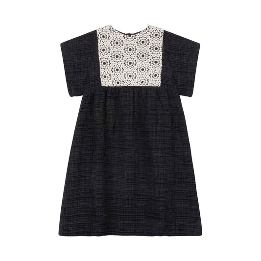 MADAME TI BLACK/BEIGE CROCHET BIB DRESS