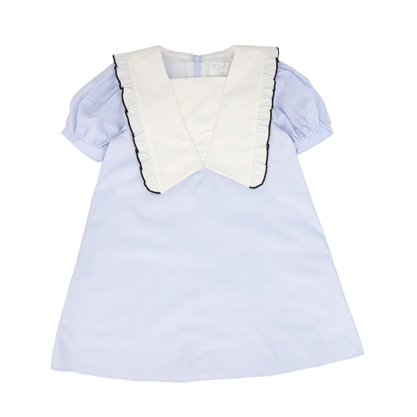 AISABOBO BLUE/WHITE RUFFLE TRIM DRESS [FINAL SALE]