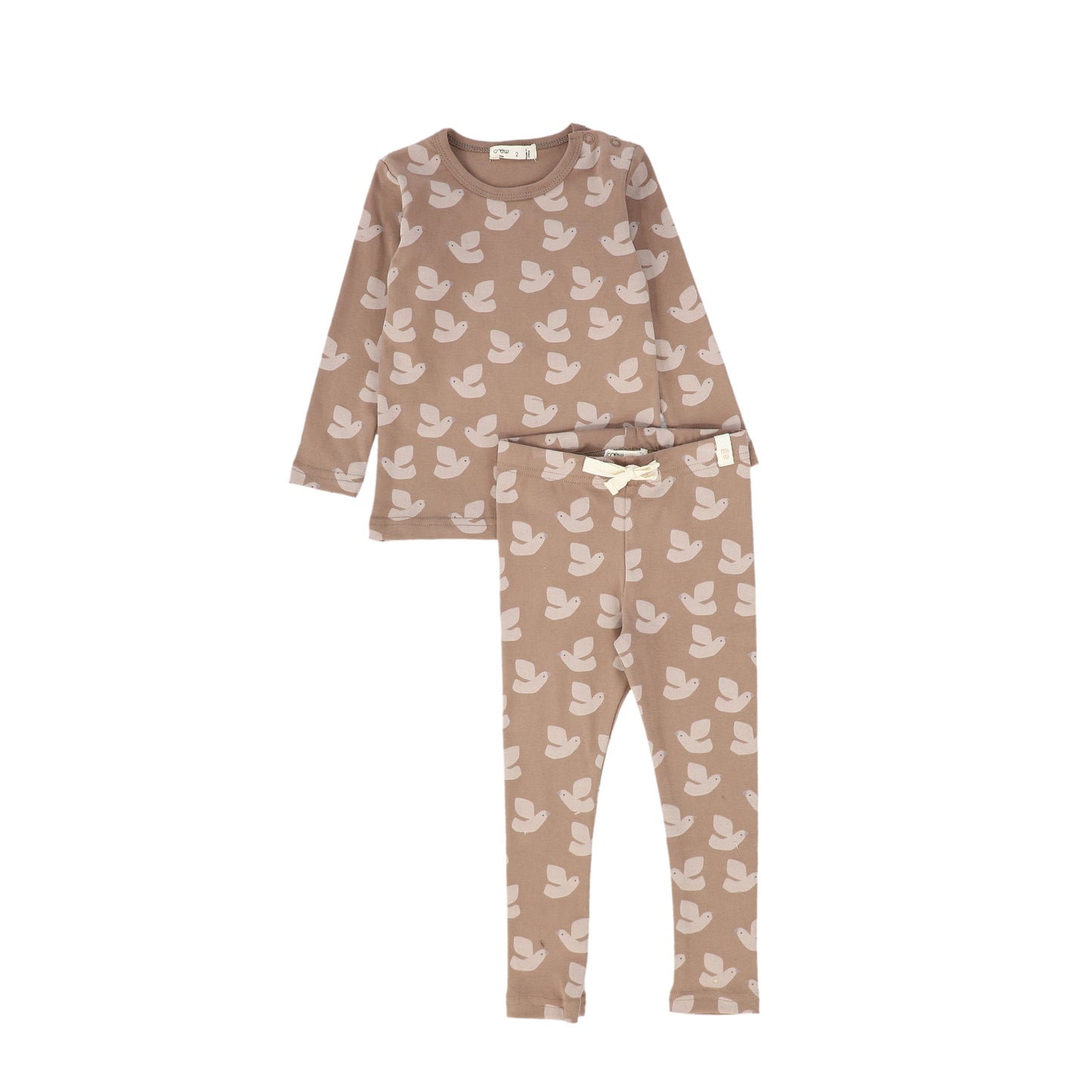 CREW KIDS BROWN/PALE PINK BIRD PRINT SET [FINAL SALE]