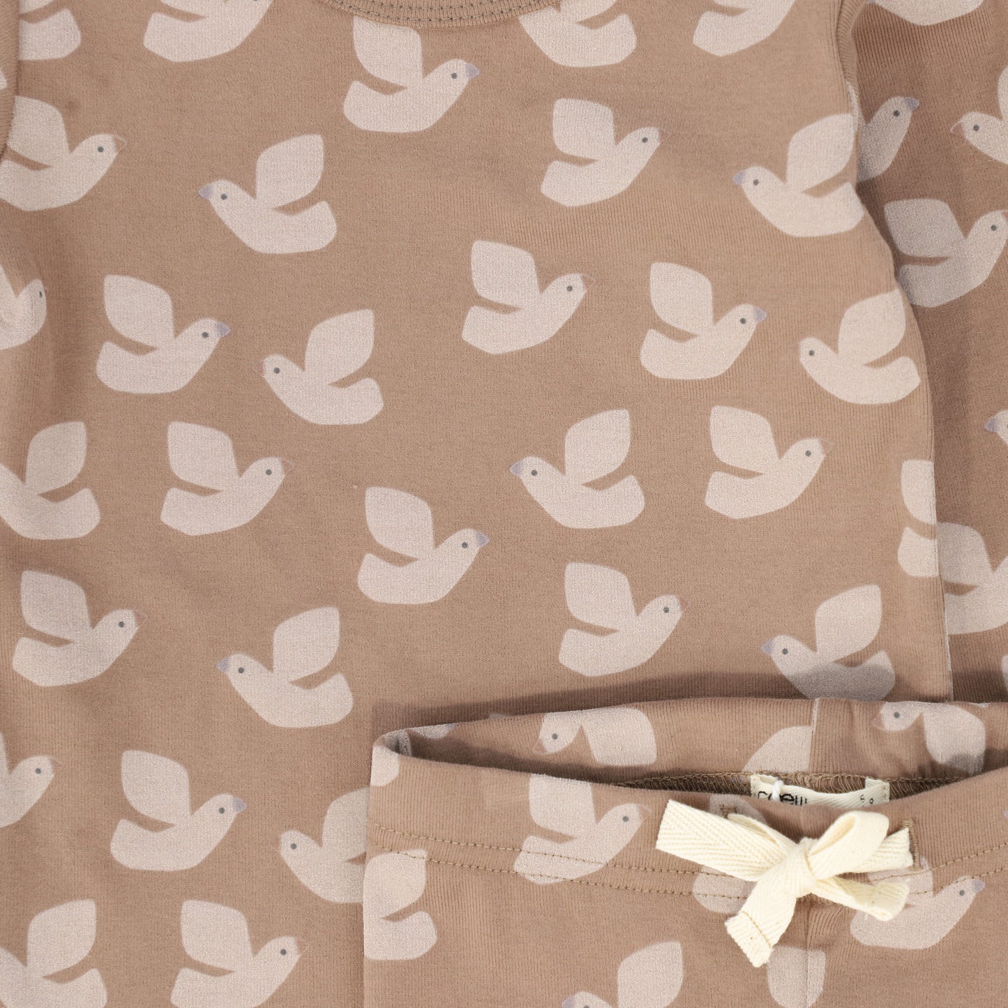 CREW KIDS BROWN/PALE PINK BIRD PRINT SET [FINAL SALE]