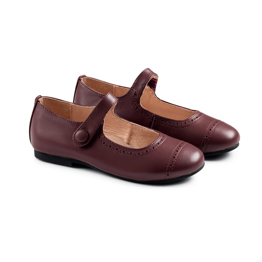RAYBELLE BURGUNDY LEATHER DOTTED MARY JANES