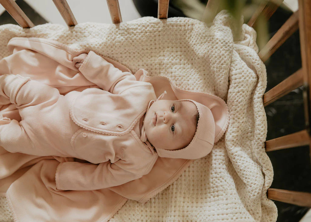 LITTLE PARNI PINK KNIT CARDIGAN/FOOTIE SET