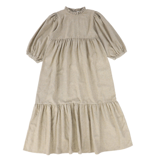 ATELIER PARSEMEI TAUPE WOOL TEIRED DRESS