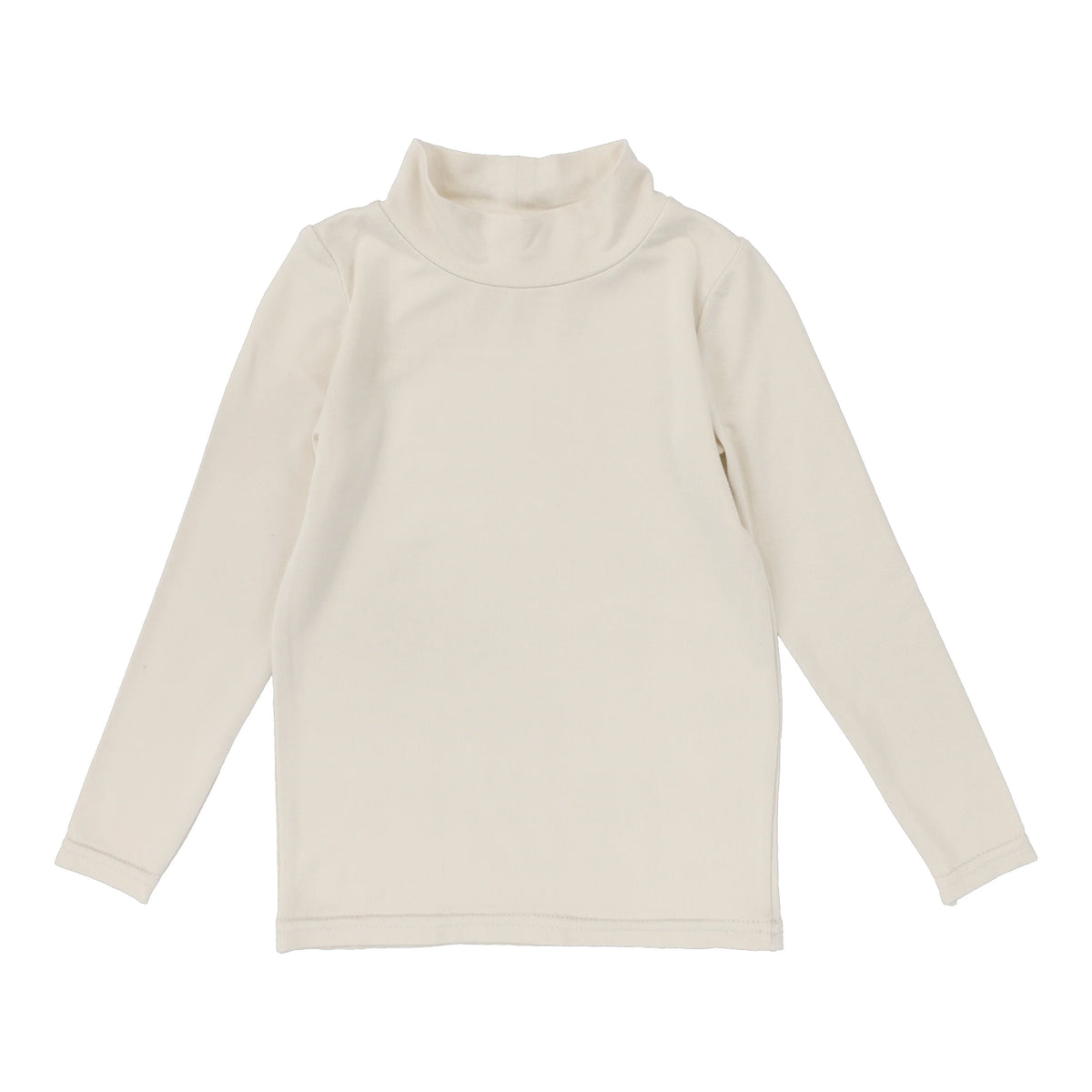 LIL LEGS CREAM BAMBOO LONG SLEEVE MOCKNECK TEE