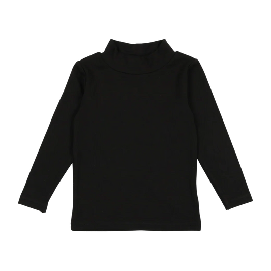 LIL LEGS BLACK BAMBOO LONG SLEEVE MOCKNECK TEE