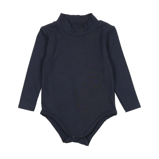 LIL LEGS NAVY BAMBOO LONG SLEEVE MOCKNECK ONESIE