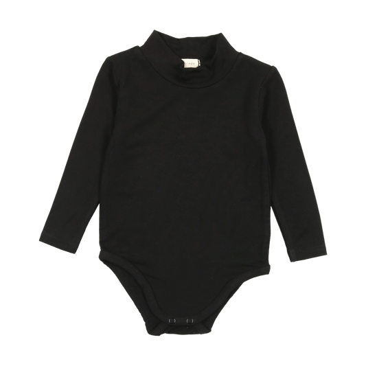 LIL LEGS BLACK BAMBOO LONG SLEEVE MOCKNECK ONESIE