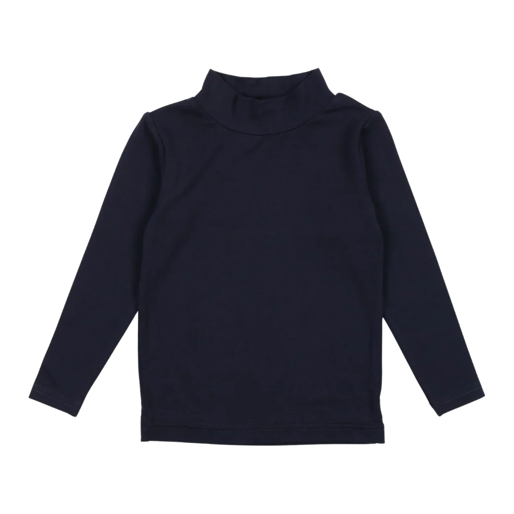 LIL LEGS NAVY BAMBOO LONG SLEEVE MOCKNECK TEE
