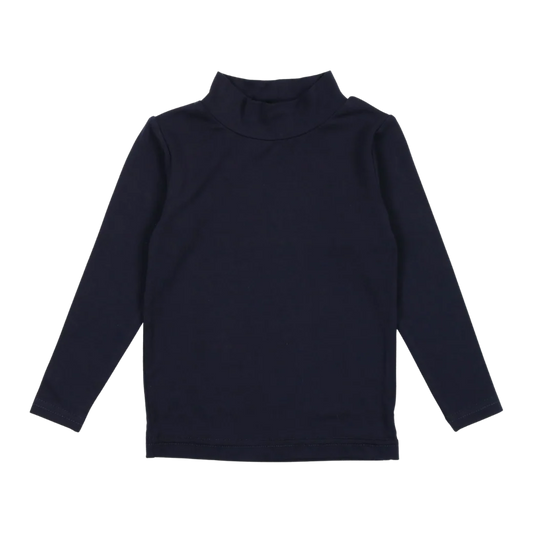 LIL LEGS NAVY BAMBOO LONG SLEEVE MOCKNECK TEE