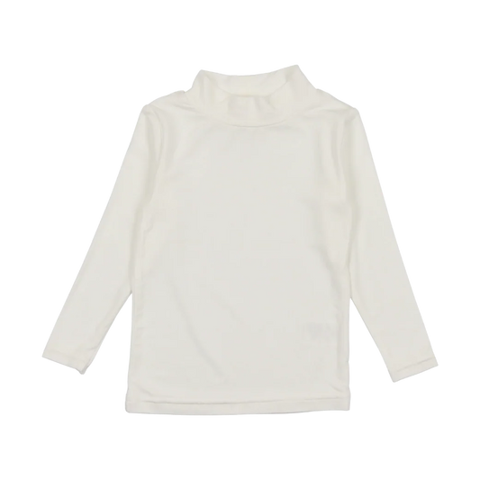 LIL LEGS OFF WHITE BAMBOO LONG SLEEVE MOCKNECK TEE