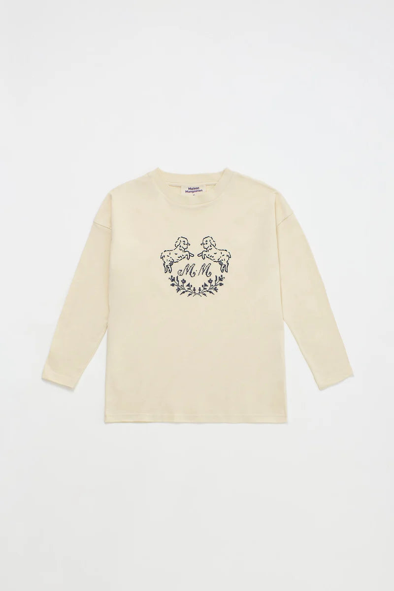 MAISON MANGOSTAN CREAM LAMB PRINT T-SHIRT