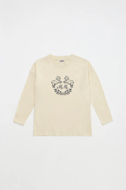 MAISON MANGOSTAN CREAM LAMB PRINT T-SHIRT