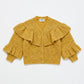 MAISON MANGOSTAN MUSTARD RUFFLE KNIT CARDIGAN