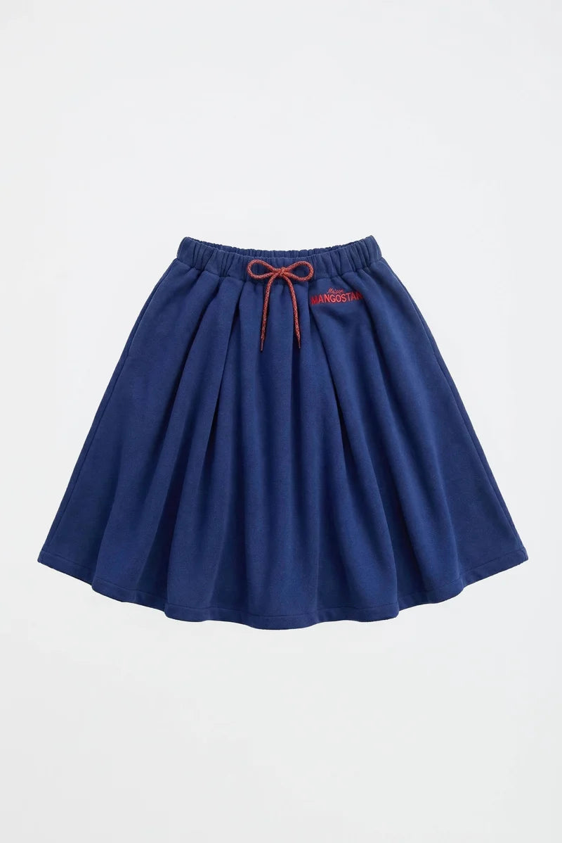 MAISON MANGOSTAN NAVY LOGO DRAWSTRING FLARE SKIRT