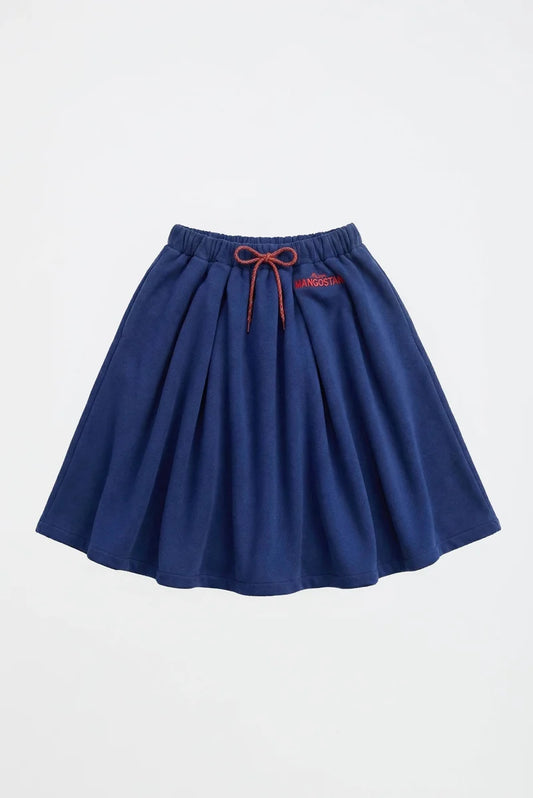 MAISON MANGOSTAN NAVY LOGO DRAWSTRING FLARE SKIRT