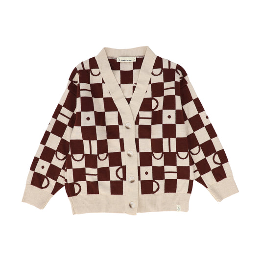 BONNIE AND THE GANG CHECKERED PLUM CARDIGAN [Final Sale]