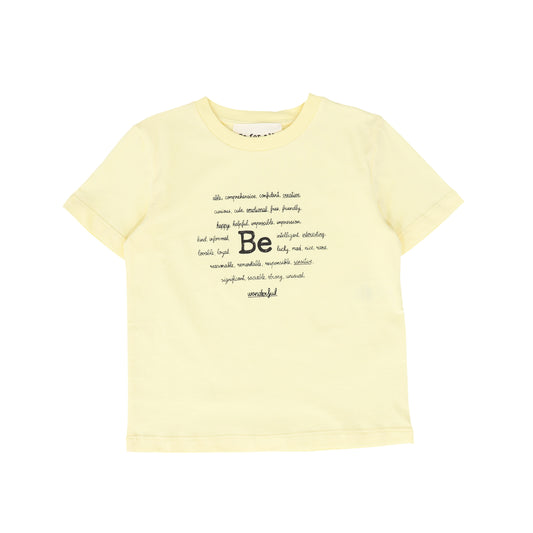 BE FOR ALL YELLOW WORDED TEE