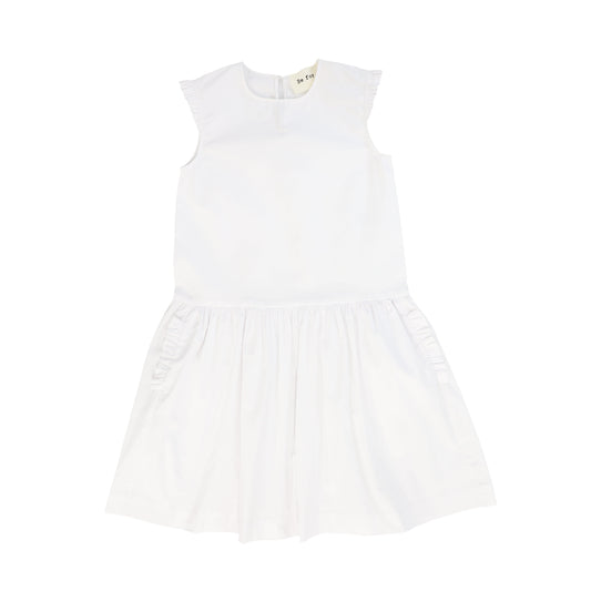 BE FOR ALL WHITE RUFFLE TRIM DRESS