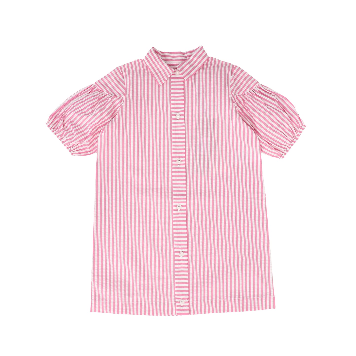 BE FOR ALL PINK STRIPED PUFF SLEEVE DRESS