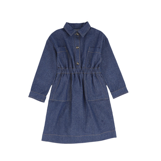 BE FOR ALL BLUE DENIM POCKET WAISTED DRESS [FINAL SALE]