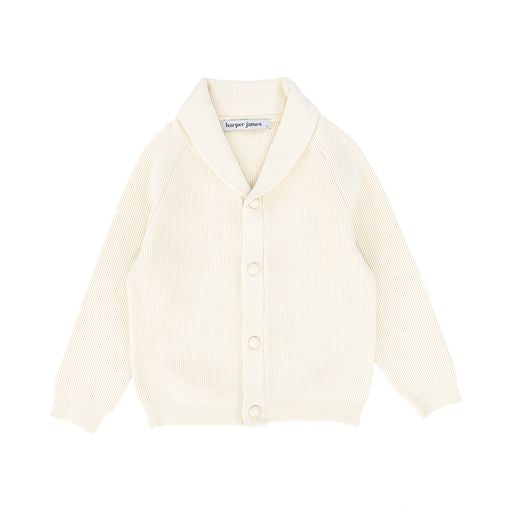 HARPER JAMES CREAM RIBBED ELBOW PATCH CARDIGAN [Final Sale]