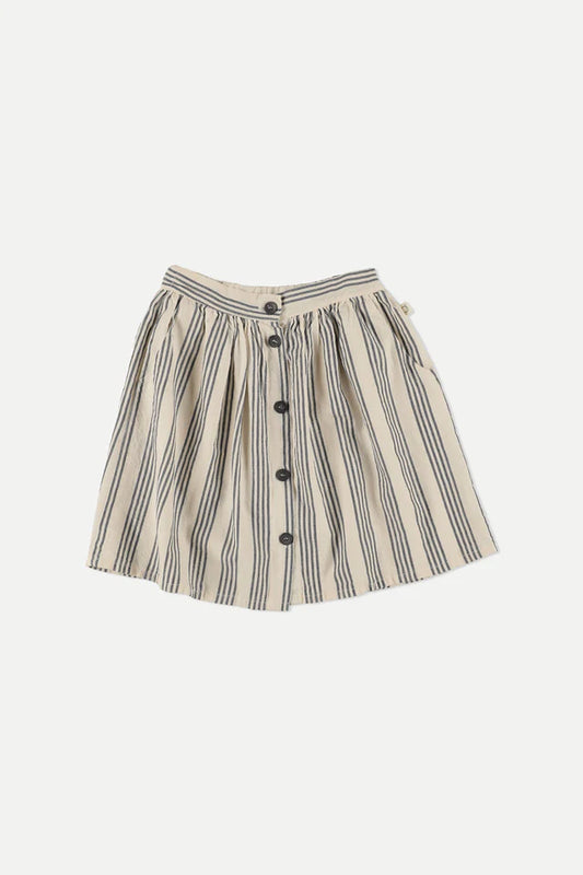 MY LITTLE COZMO IVORY STRIPED BUTTON SKIRT