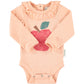 PIUPIUCHICK PINK APPLE PRINT RUFFLE COLLAR ROMPER