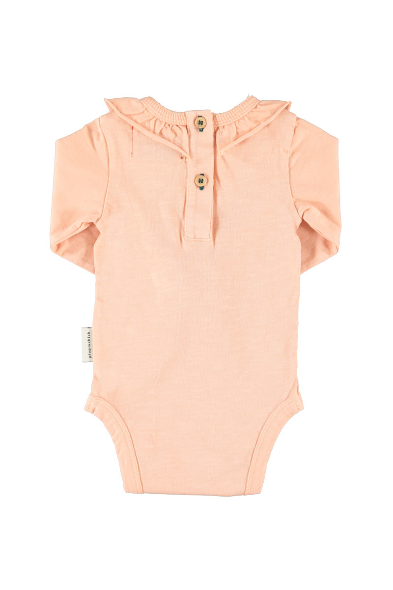 PIUPIUCHICK PINK APPLE PRINT RUFFLE COLLAR ROMPER