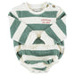 PIUPIUCHICK ECRU/GREEN STRIPED ROMPER