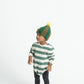 PIUPIUCHICK ECRU/GREEN STRIPED ROMPER