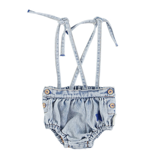 PIUPIUCHICK BLUE DENIM WASH SUSPENDER BLOOMER