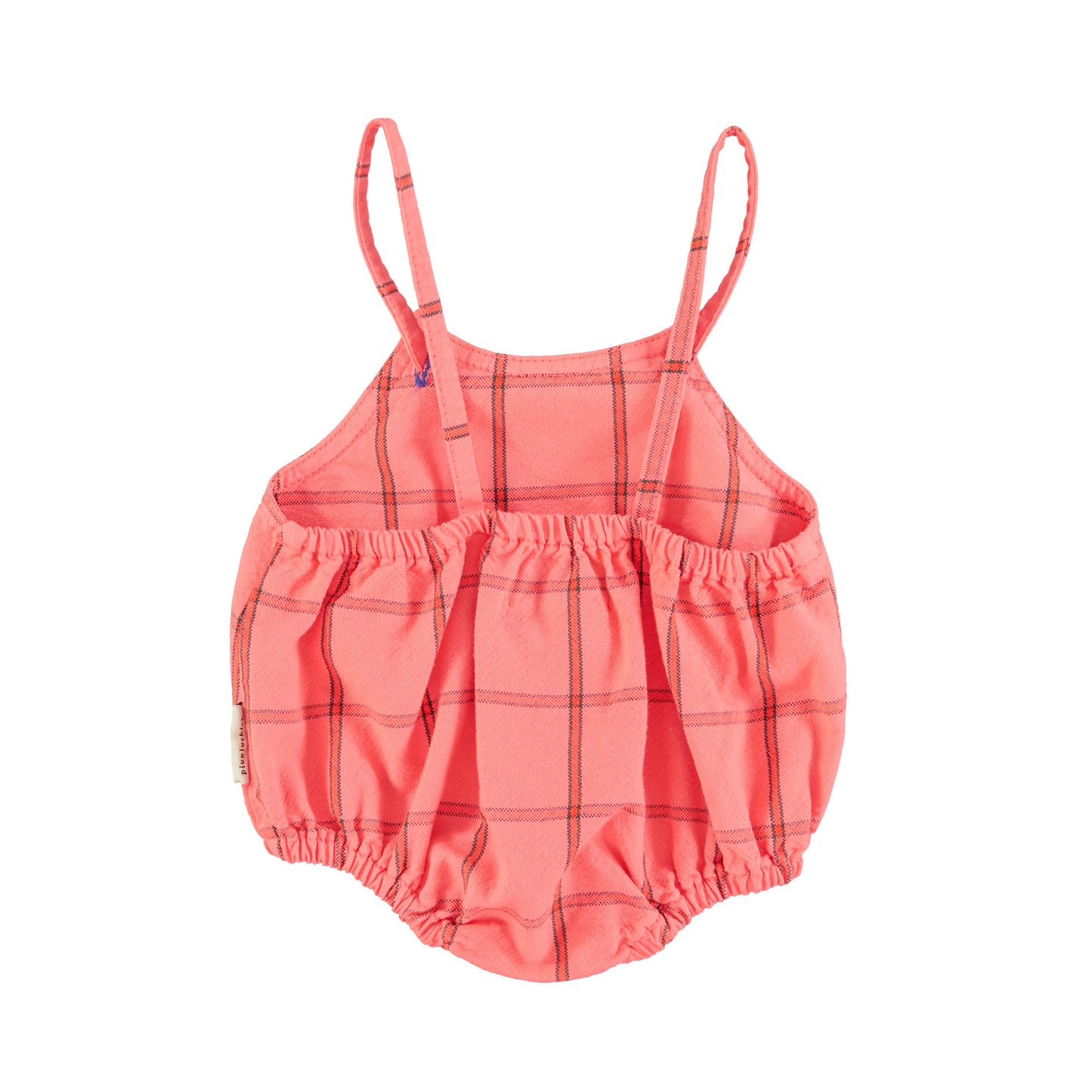 PIUPIUCHICK CORAL CHECKED ROMPER