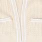 BACE COLLECTION NATURAL CABLE KNIT WHITE TRIM CARDIGAN