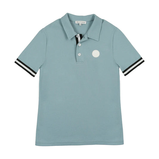 3 BUTTONS BLUE STRIPE TRIM POLO