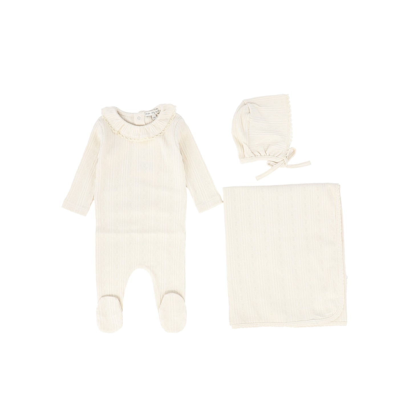 BEBE ORGANIC BIEGE POINTELLE LACE TRIM SET