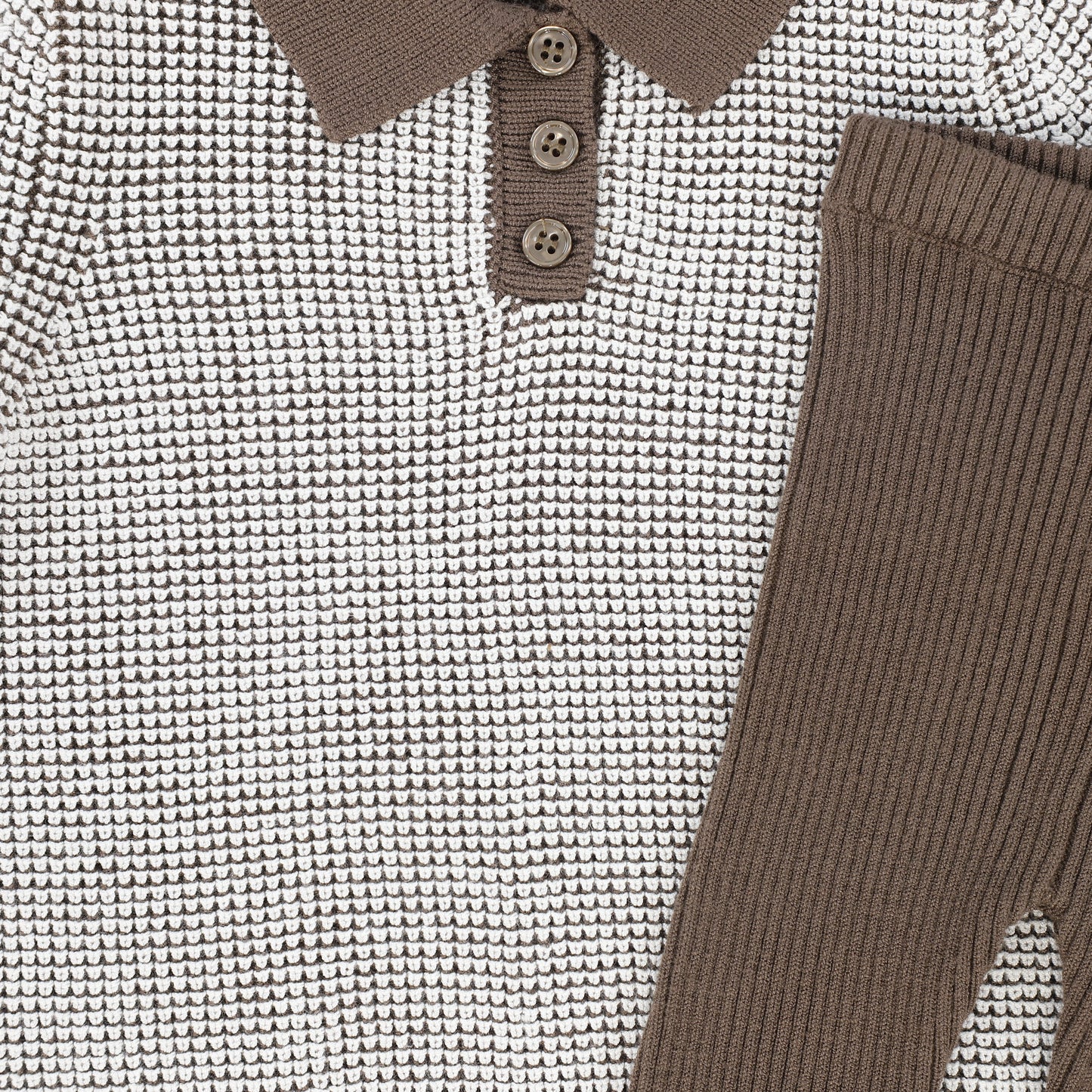 BACE COLLECTION BEIGE BUBBLE KNIT SWEATER SET