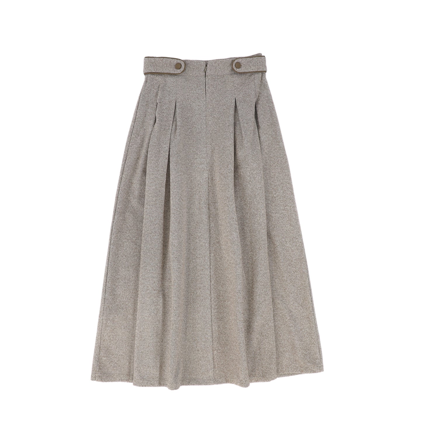 BACE COLLECTION BEIGE HERRINGBONE BUTTON DETAIL SKIRT