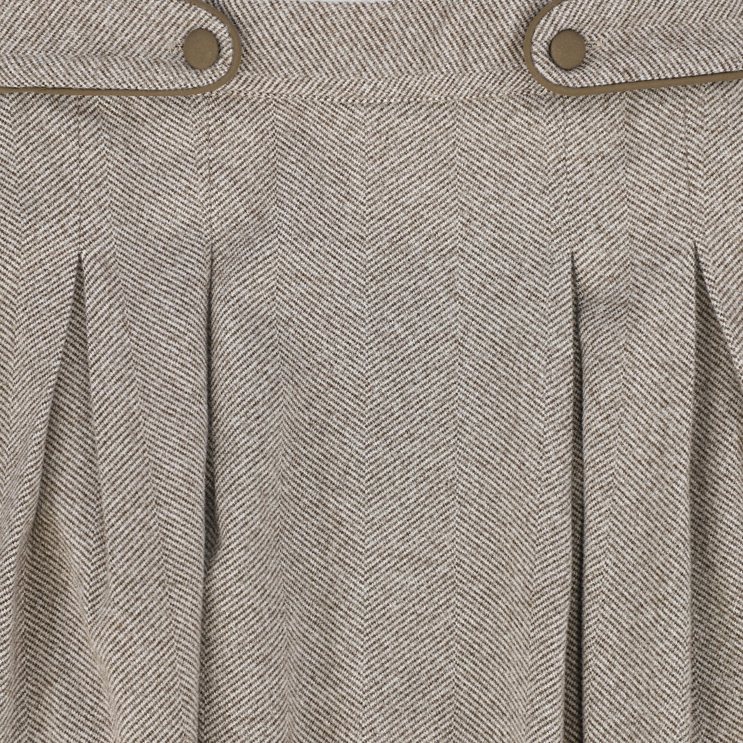 BACE COLLECTION BEIGE HERRINGBONE BUTTON DETAIL SKIRT