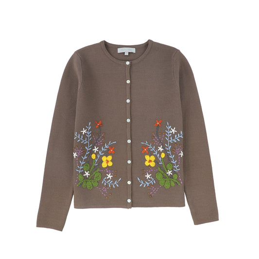 BACE COLLECTION BEIGE EMBROIDERED CARDIGAN