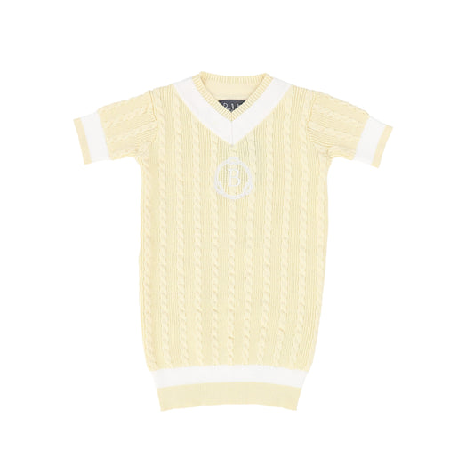 BELATI PALE YELLOW BRAIDED KNIT EMBLEM SWEATER