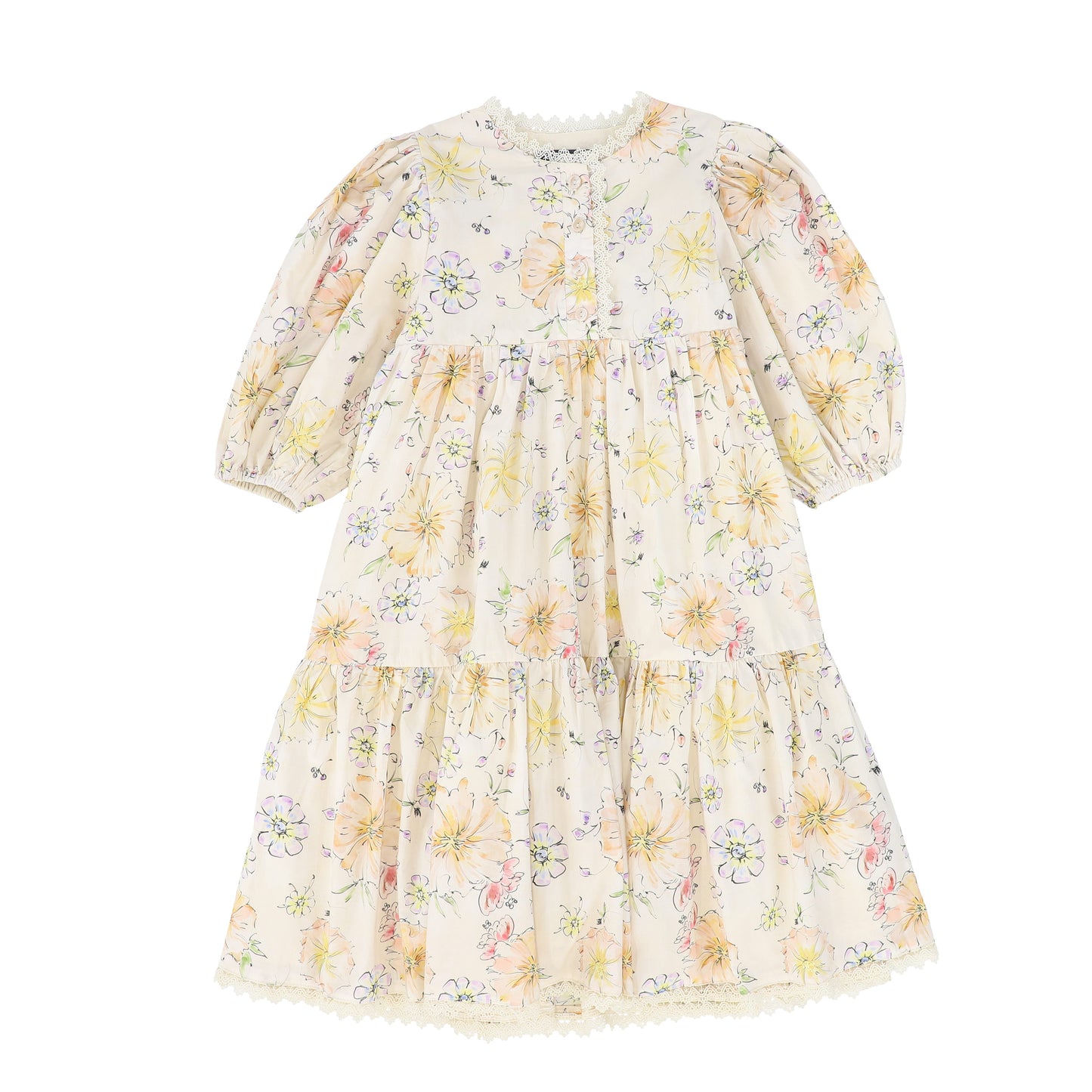 BELATI PEACH FLORAL BUTTON DRESS