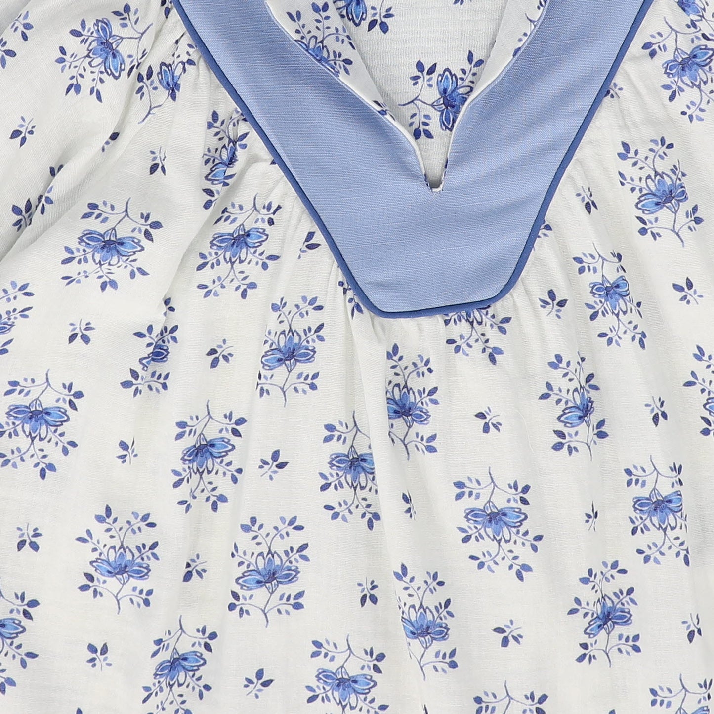 BIRINIT PETIT BLUE FLOWER PRINT V NECK DRESS [FINAL SALE]