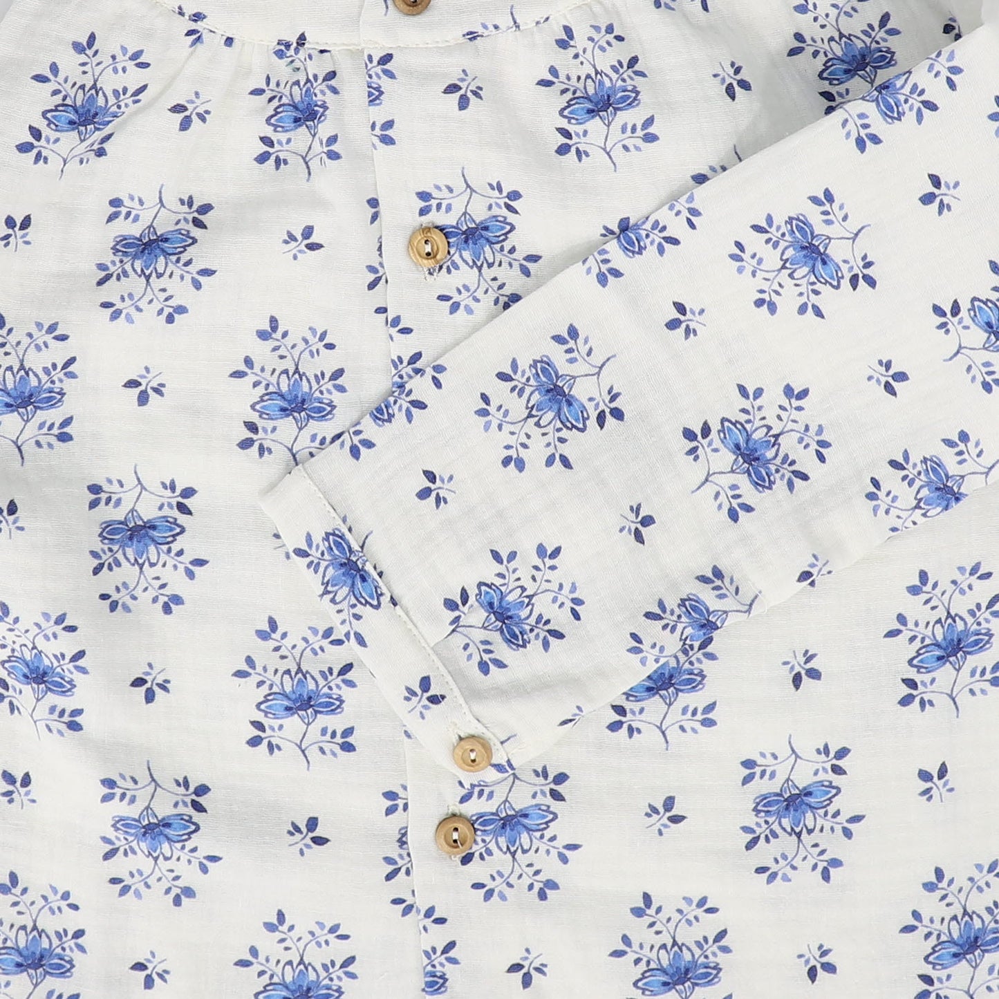 BIRINIT PETIT BLUE FLOWER PRINT BUTTON SHIRT [FINAL SALE]