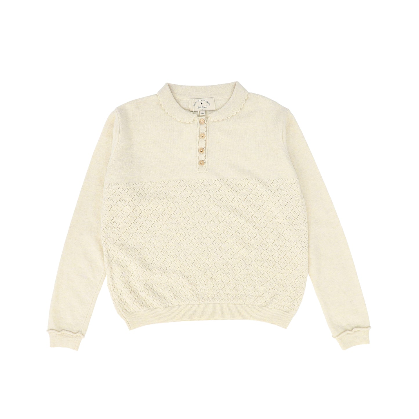 BIRINIT PETIT IVORY KNIT DESIGN COLLAR SWEATER [Final Sale]